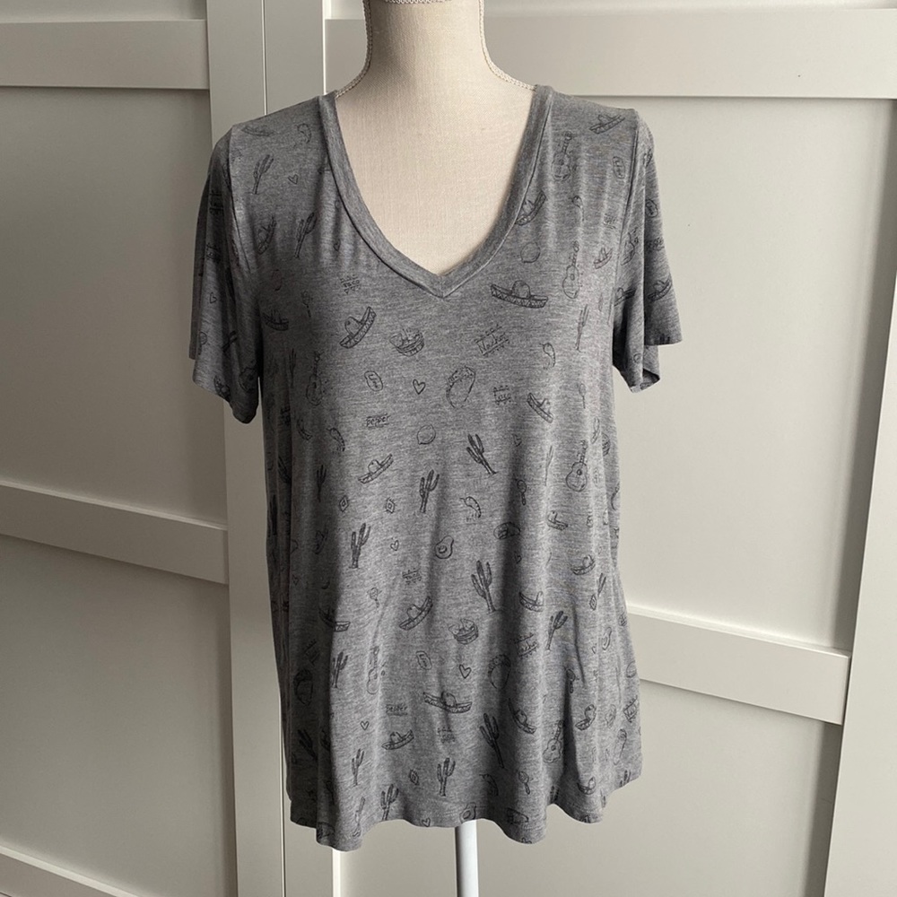 Pleione - Heather Grey Taco Fiesta T-Shirt, V-Neck